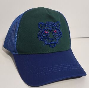 BLUE and GREEN Embroidere Tiger  Full Expression Adjustable Baseball Cap...